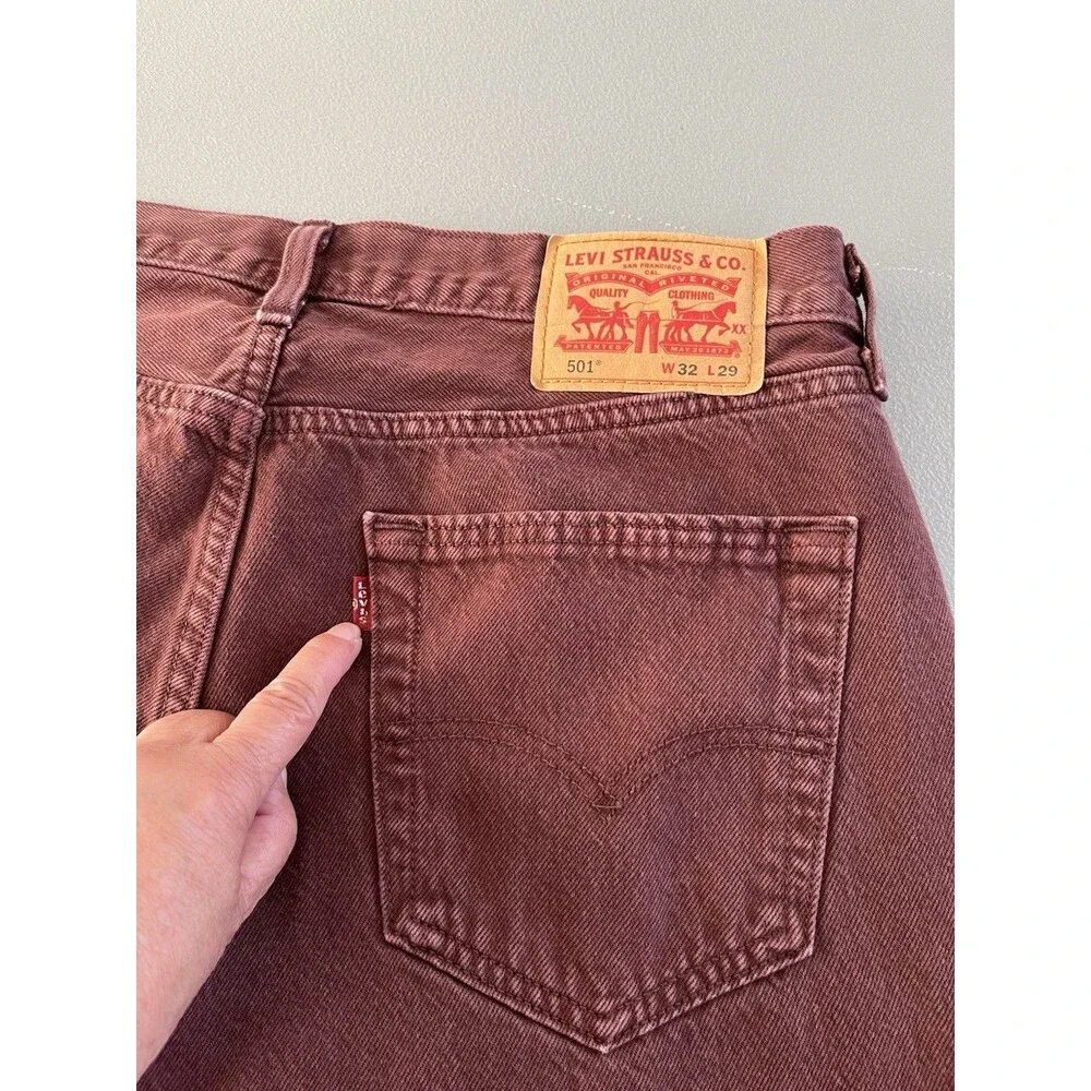 Levi's 501 Mens Original Fit Straight Leg Button Fly Jeans 32x29 ChocoBrown NWOT